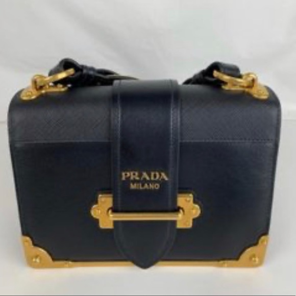 PRADA Cahier Large Black Leather Cross Body Bag - Picture 2 of 16